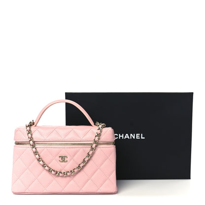 Chanel Caviar Quilted Top Handle Slim Vanity With Chain Light Pink 11 of 11