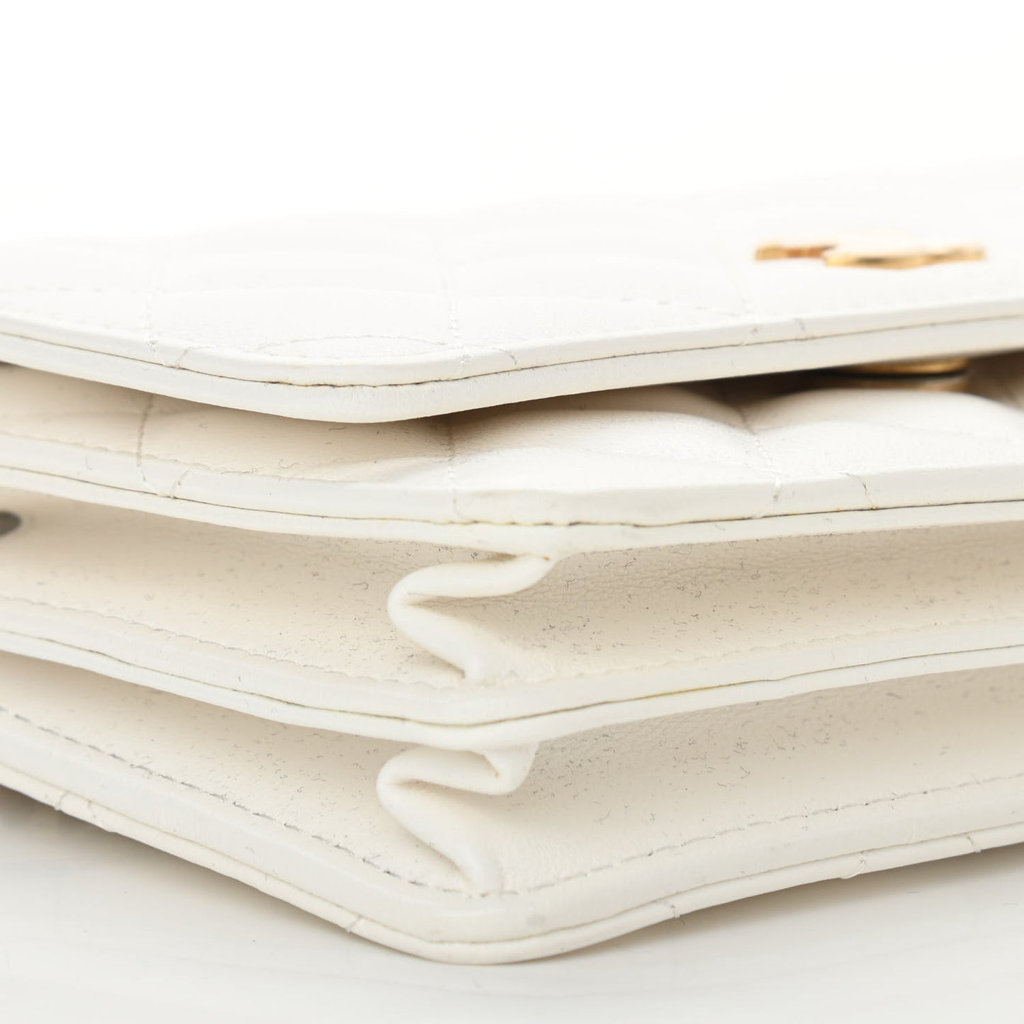 Lambskin Quilted Mini Romance Wallet On Chain WOC White
