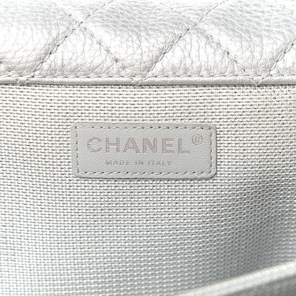 Chanel Metallic Calfskin Quilted XXL Travel Flap Bag Silver 6 of 10