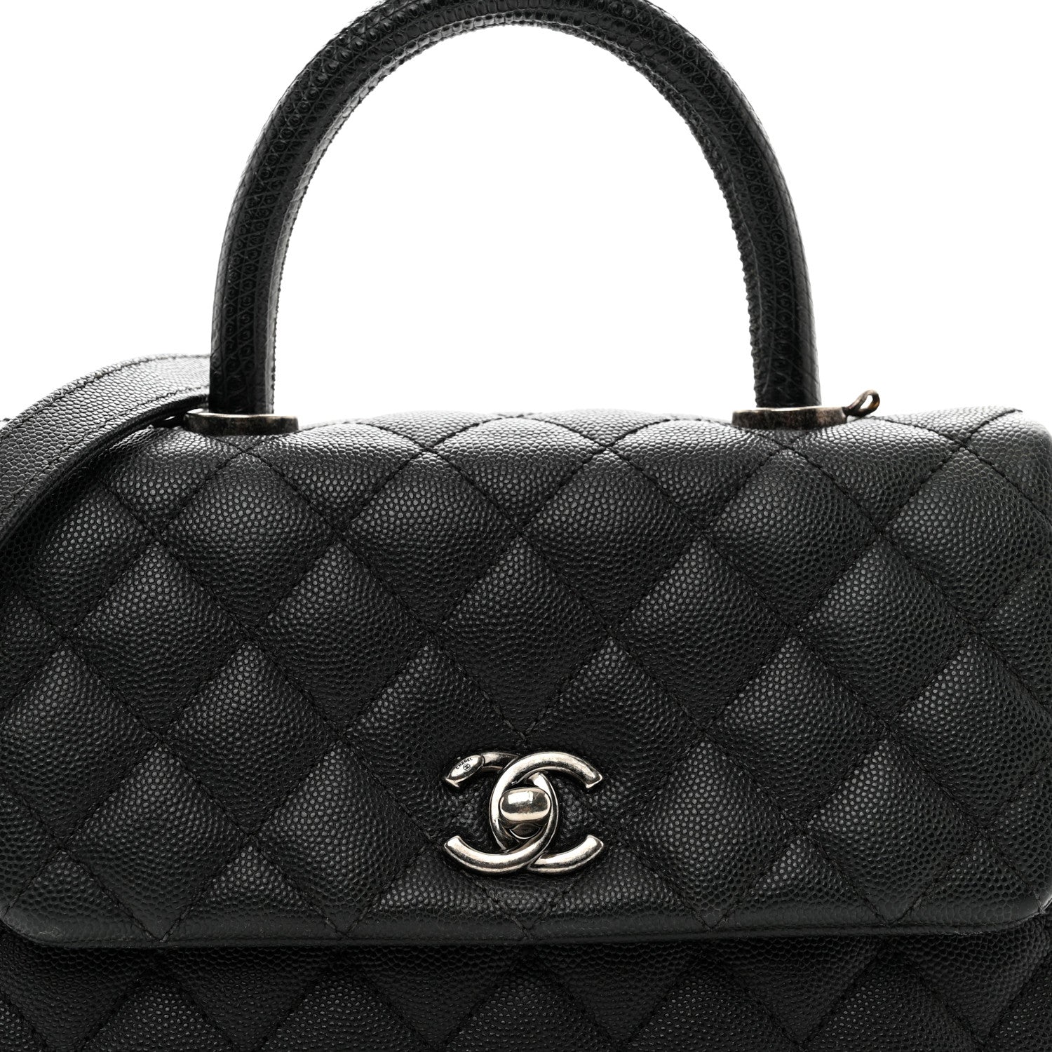 Chanel Caviar Lizard Embossed Quilted Mini Coco Handle Flap Black 5 of 12