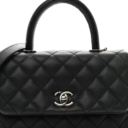 Chanel Caviar Lizard Embossed Quilted Mini Coco Handle Flap Black 5 of 12