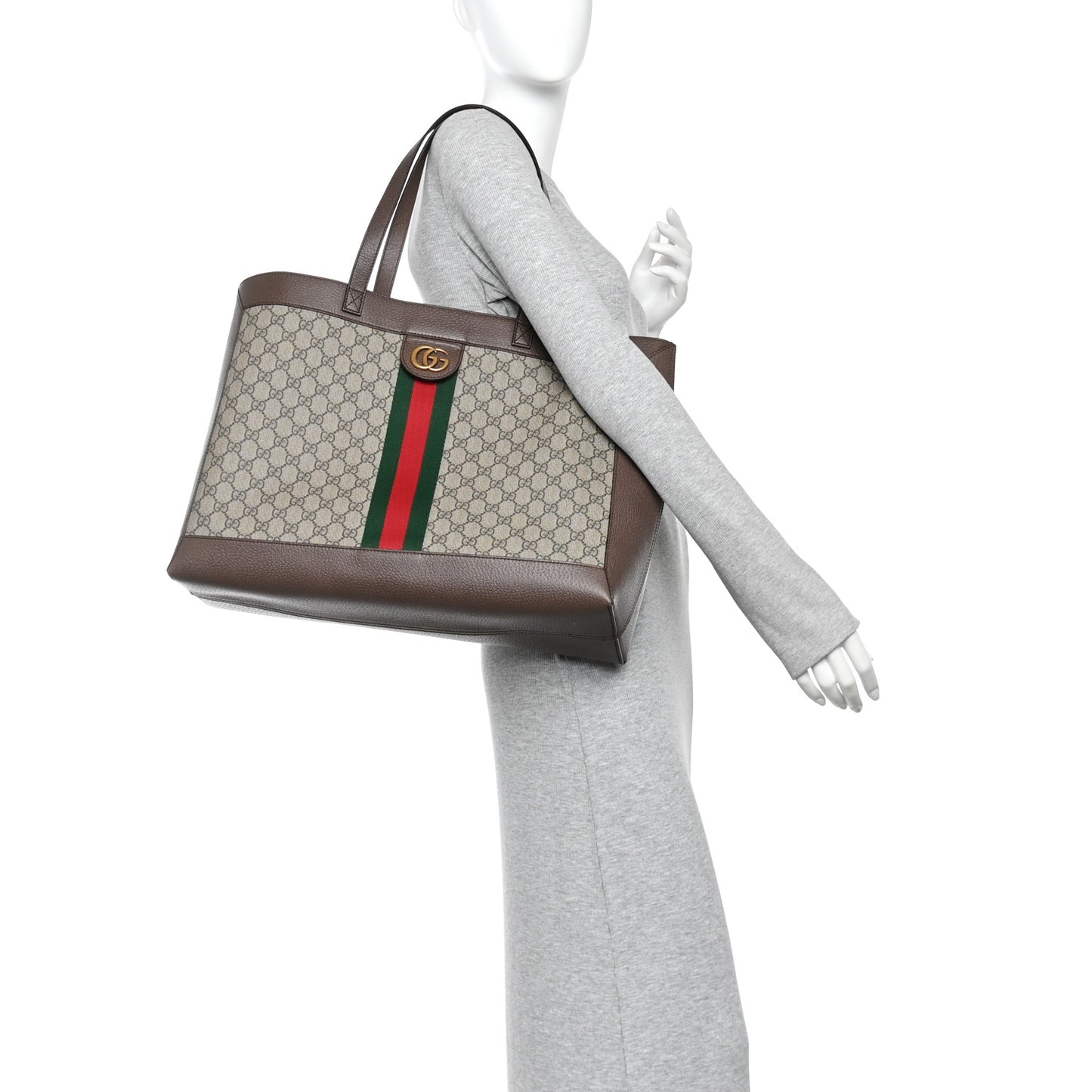 Gg Supreme Monogram Web Ophidia Tote Brown