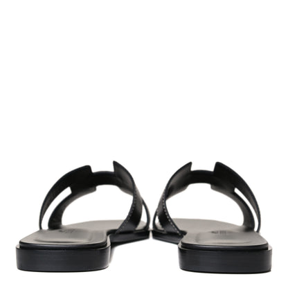 Hermes Box Calfskin Oran Sandals 37 Black 12 of 22