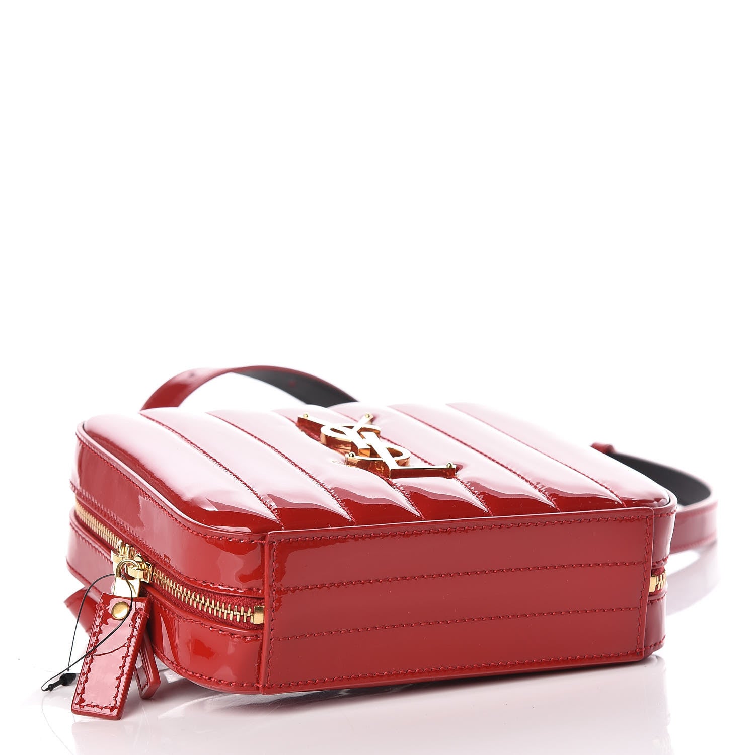 Saint Laurent Patent Matelasse Vicky Monogram Belt Bag Red 4 of 9