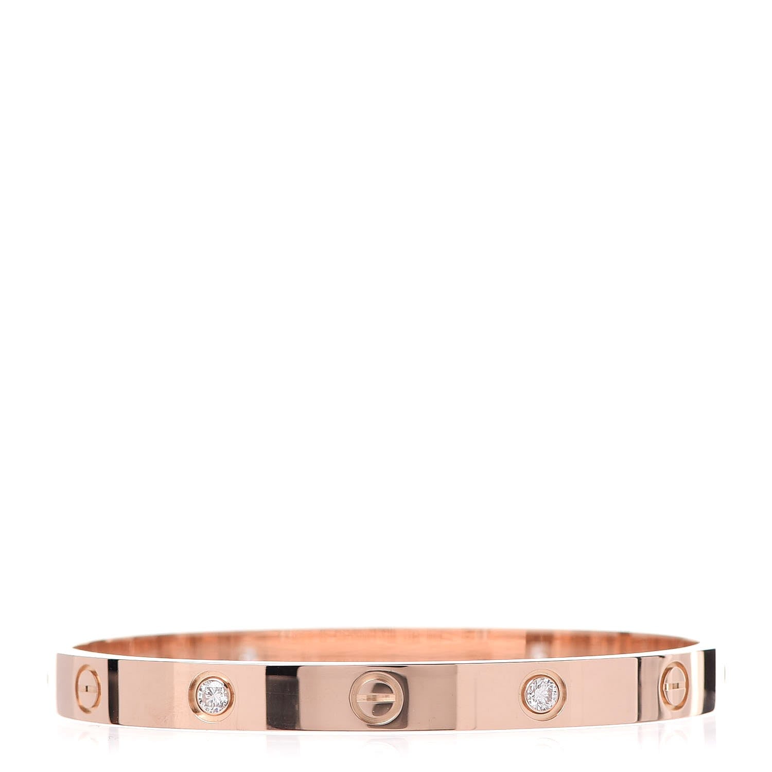 Cartier 18K Pink Gold 4 Diamond LOVE Bracelet 17 1 of 8