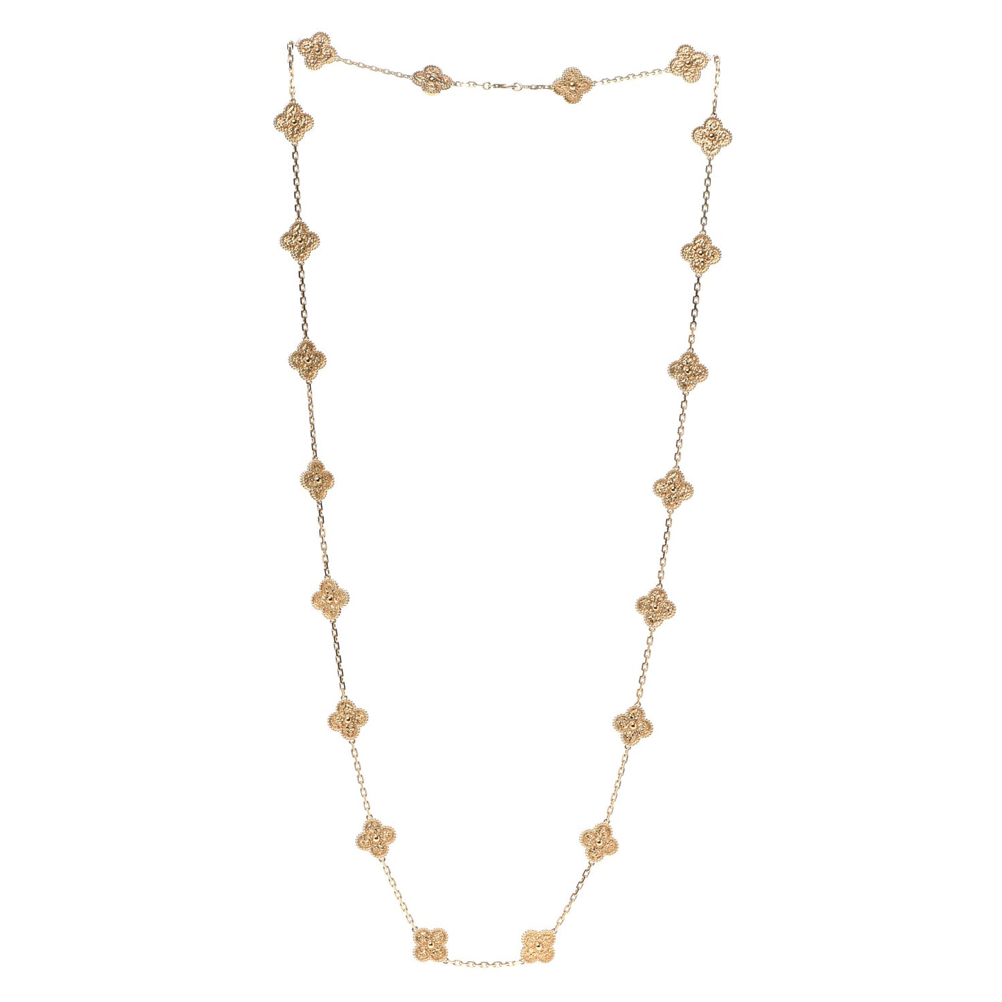 18K Yellow Gold 20 Motifs Vintage Alhambra Necklace