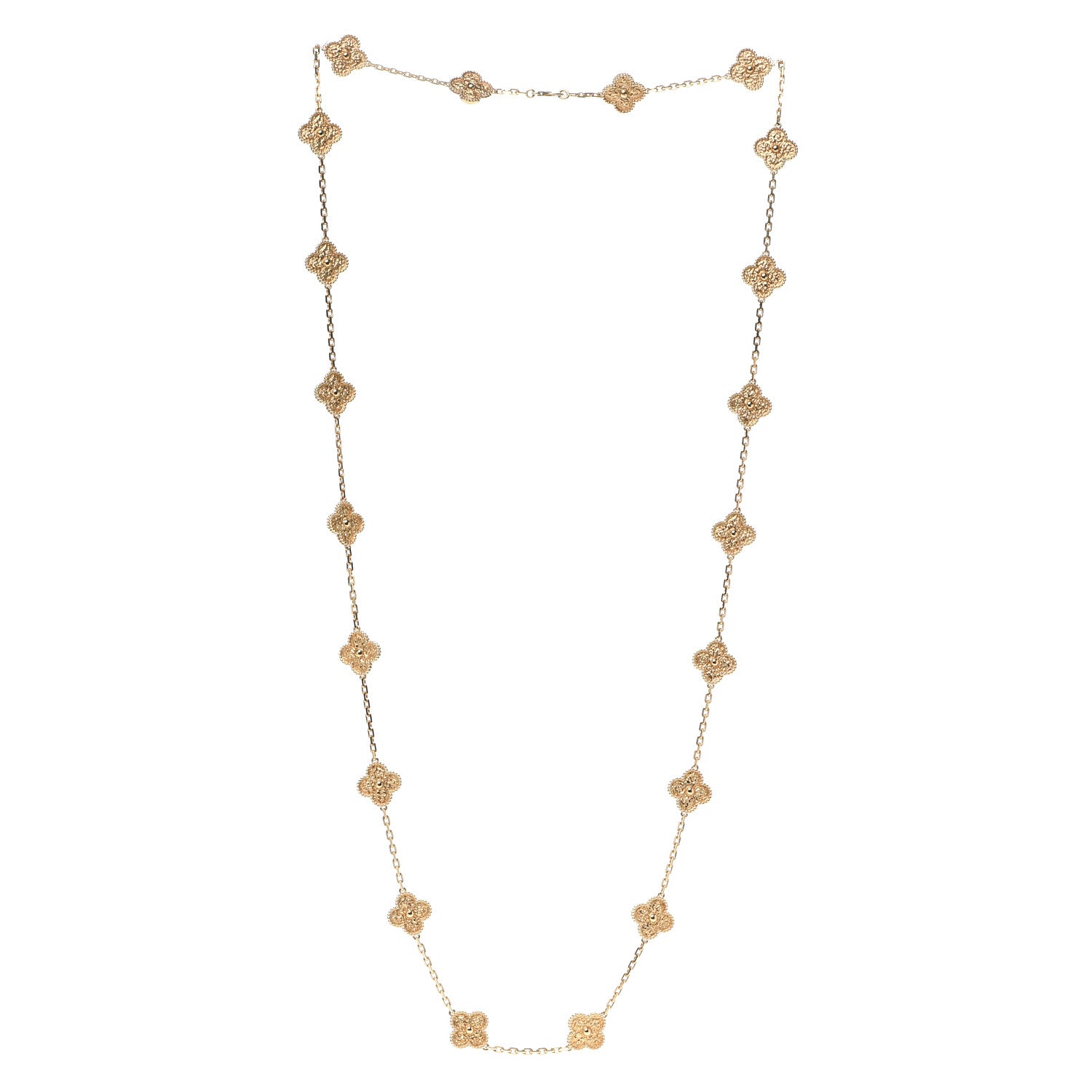 Van Cleef & Arpels 18K Yellow Gold 20 Motifs Vintage Alhambra Necklace 3 of 7