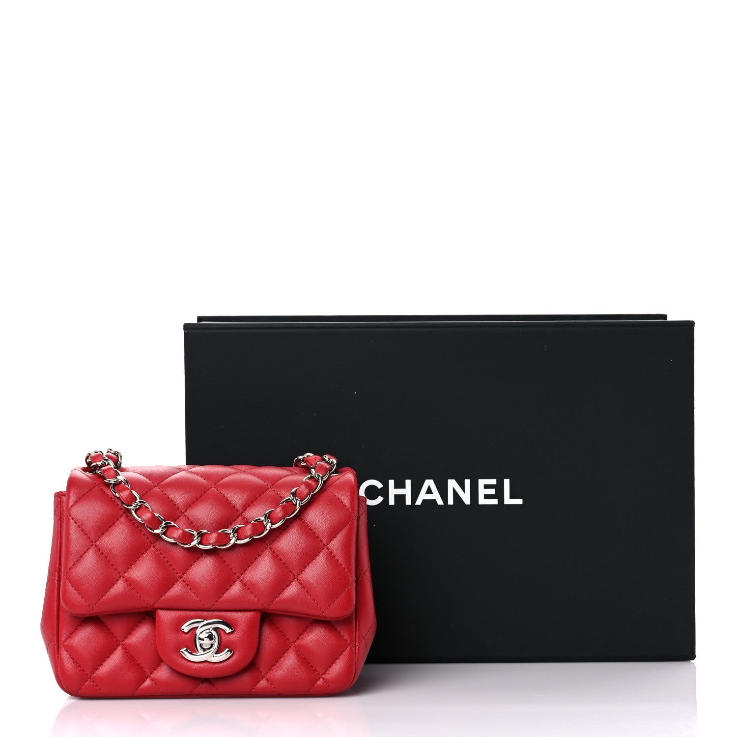 Chanel Lambskin Quilted Mini Square Flap Red 10 of 10