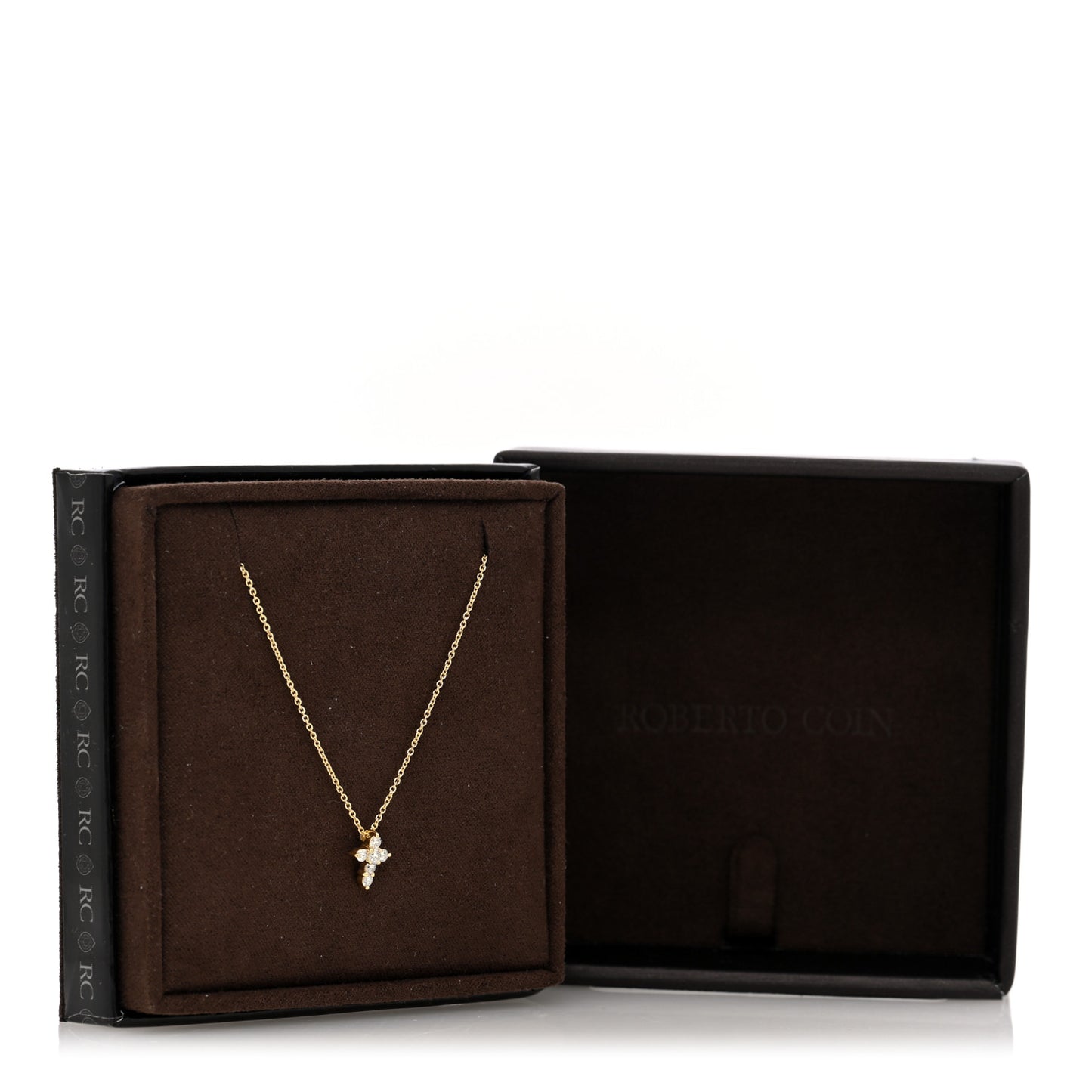 18K Yellow Gold Diamond Tiny Treasures Mini Cross Pendant Necklace