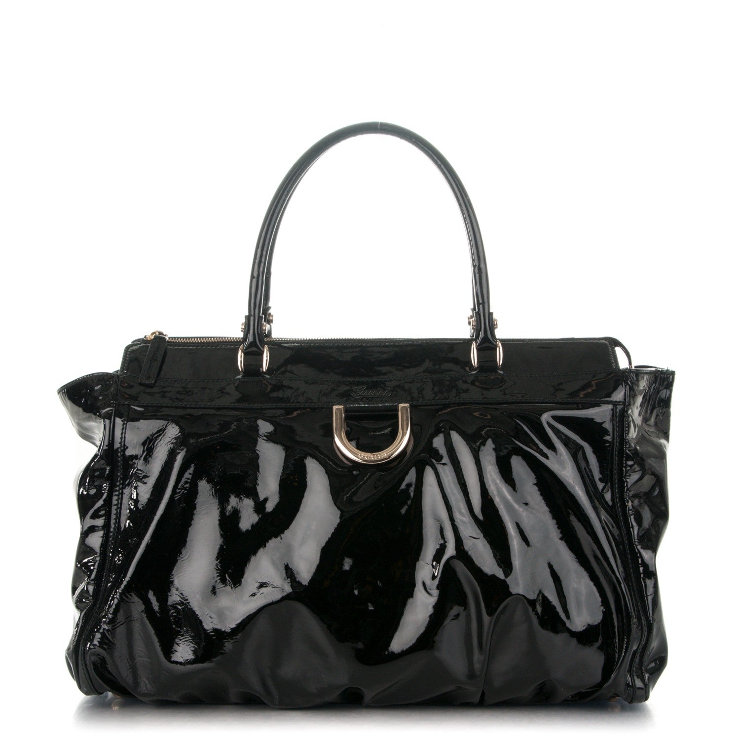 Gucci Patent Large D Gold Tote Black 1 of 8