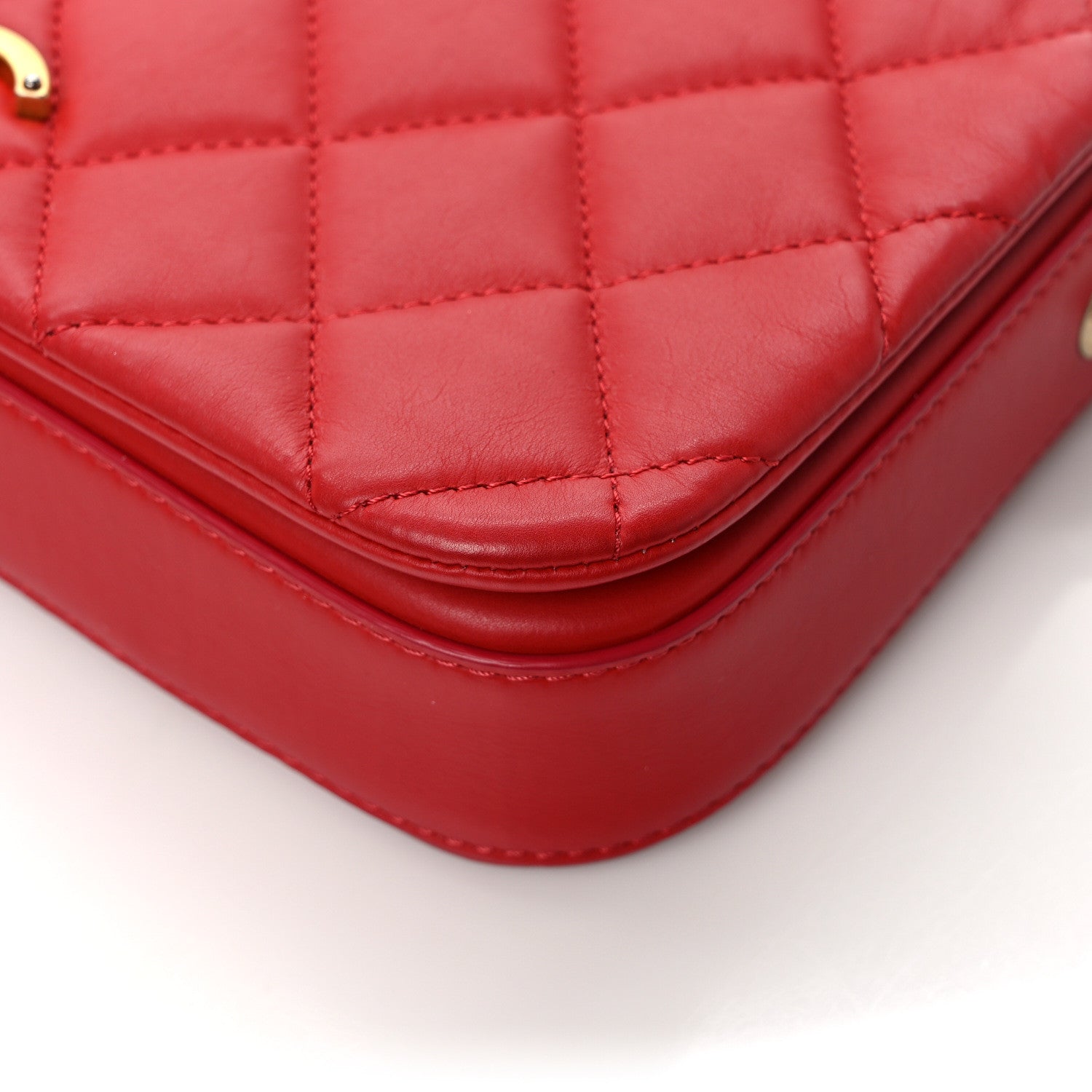 Chanel Calfskin Quilted Nailed CC Flap Bag Red 10 of 10