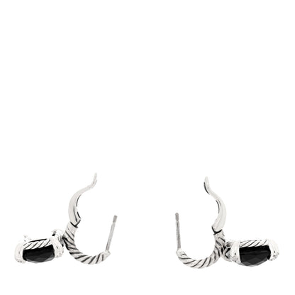 David Yurman Sterling Silver Diamond Black Onyx Chatelaine Drop Earrings 3 of 4