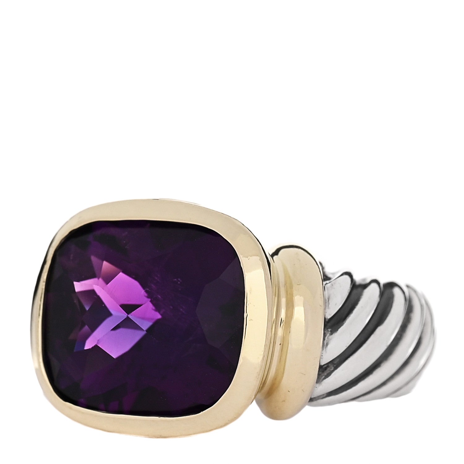 David Yurman Sterling Silver 14K Yellow Gold Amethyst Noblesse Ring 51 5.75 3 of 6