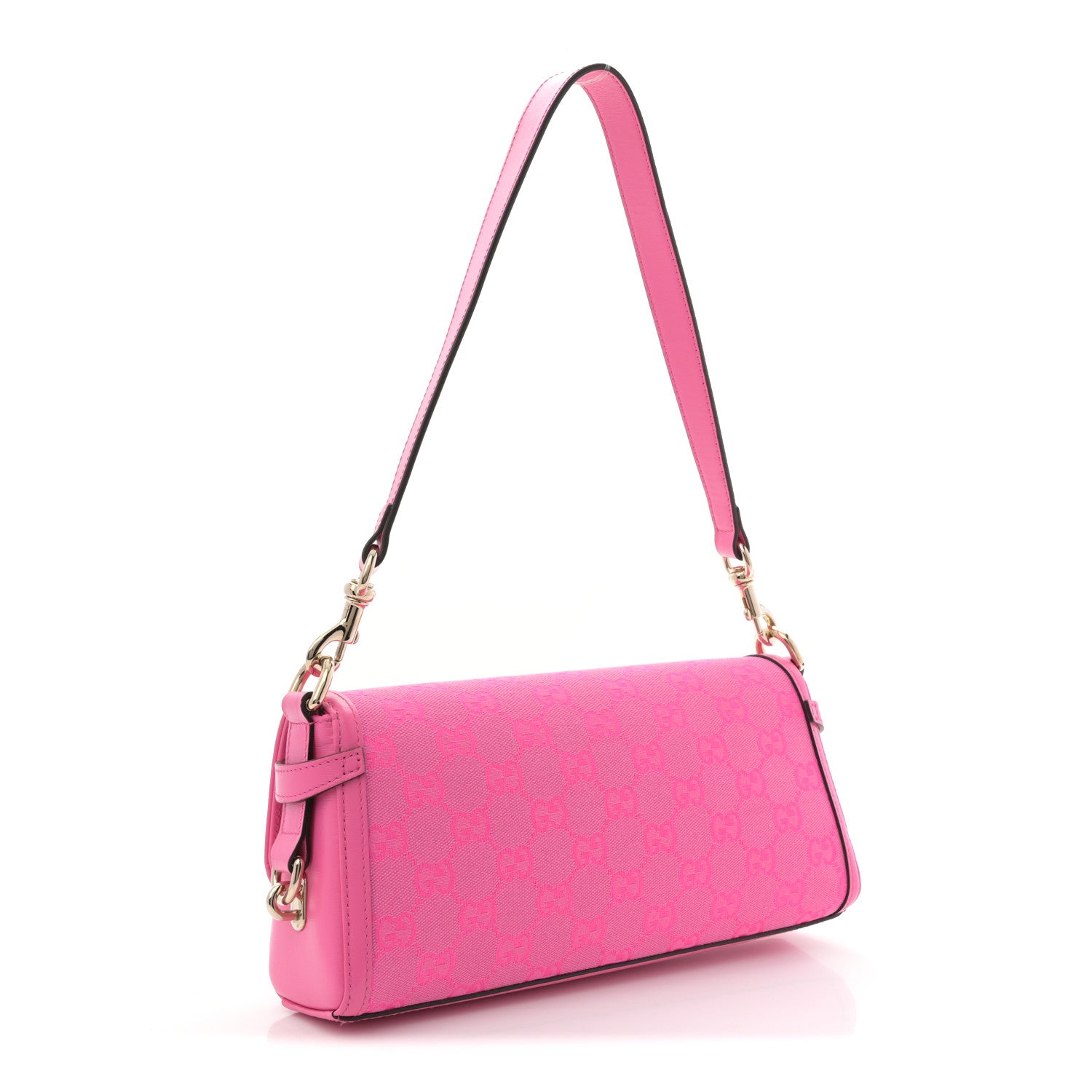 Gucci GG Monogram Textured Dollar Calfskin Small Luce Shoulder Bag Pink 3 of 12