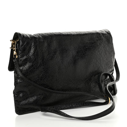 Balenciaga Agneau Giant 12 Gold Hardware Envelope Strap Clutch Black 2 of 8
