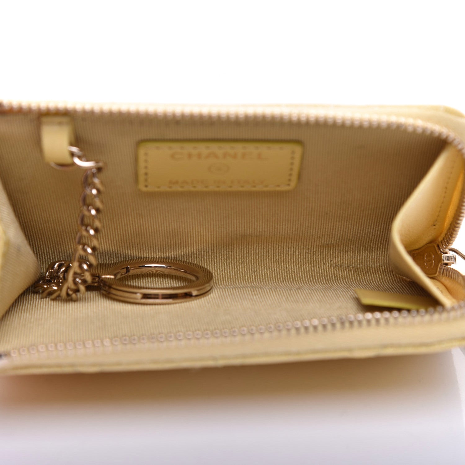Chanel Iridescent Caviar Quilted Key Holder Case Yellow 5 of 10