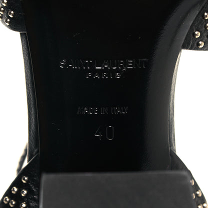 Saint Laurent Calfskin Studded Oak 75 Sandals 40 Black 6 of 8
