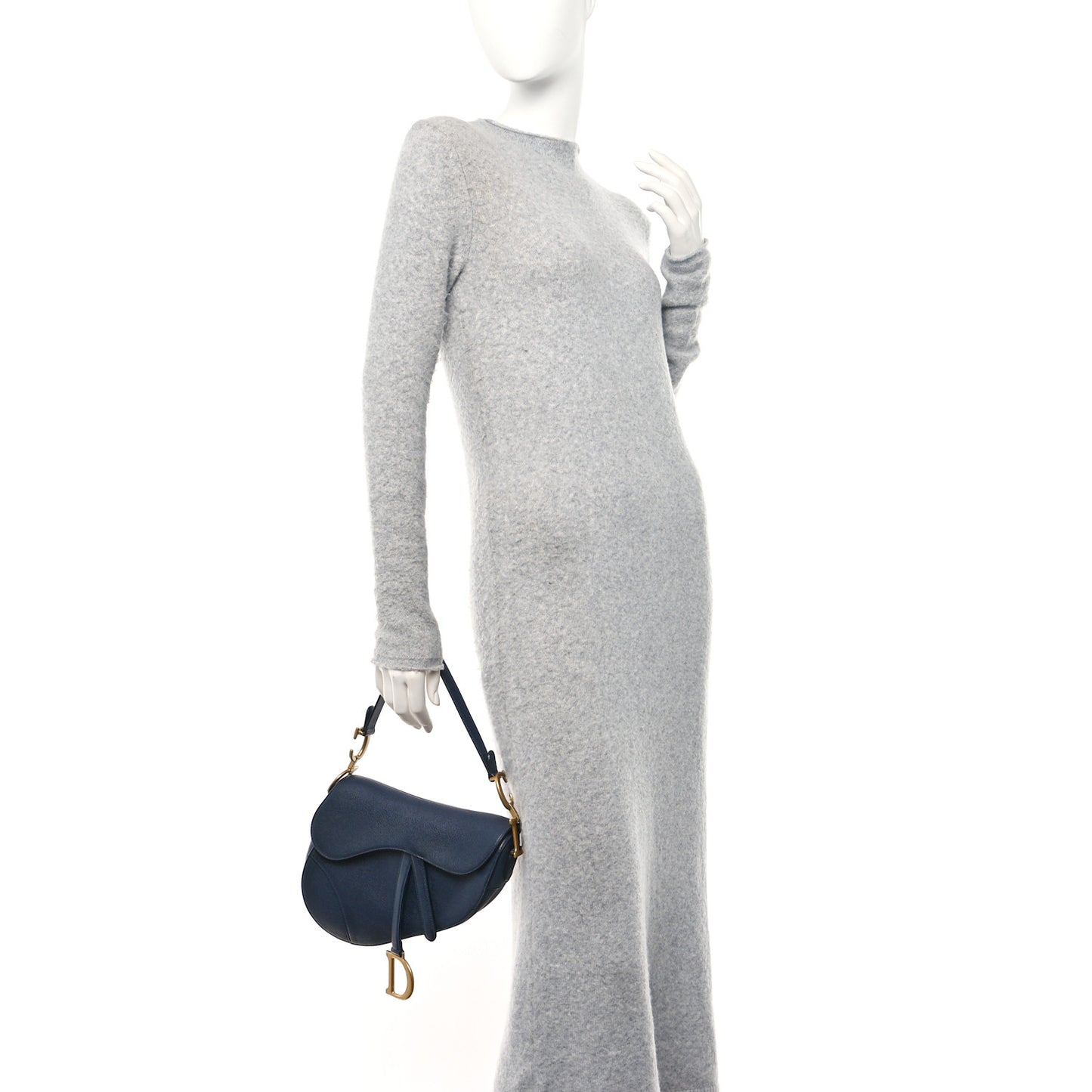 Grained Calfskin Saddle Bag Navy