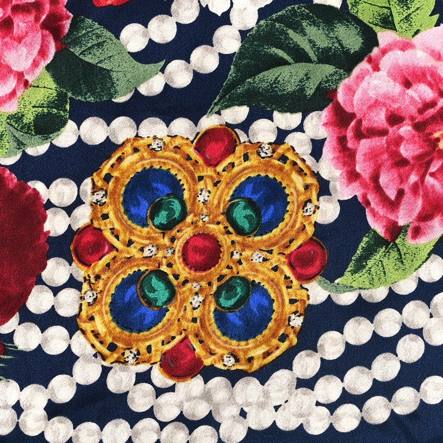 Chanel Silk CC Gripoix Pearl Flower Mini Bandana Navy Blue White Multicolor 2 of 3