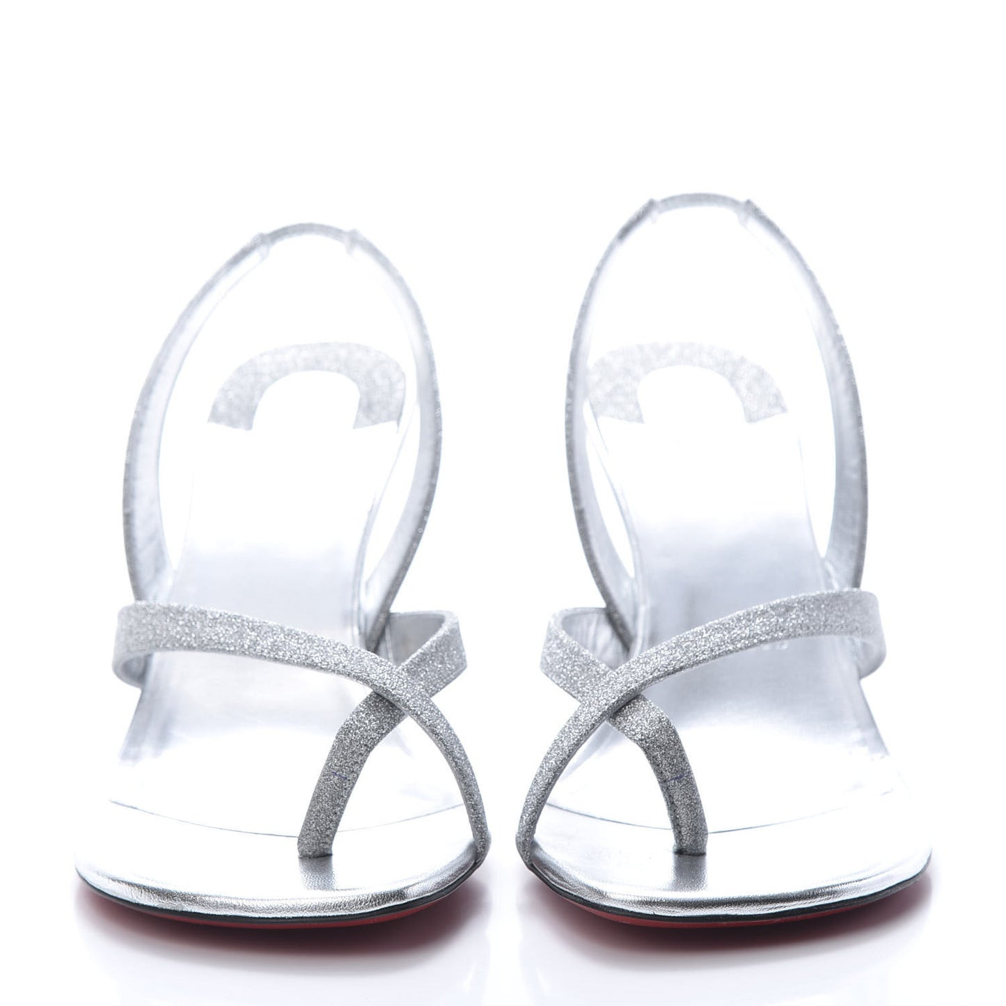Glitter Calfskin Taralita 85 Thong Sandals 39 Silver