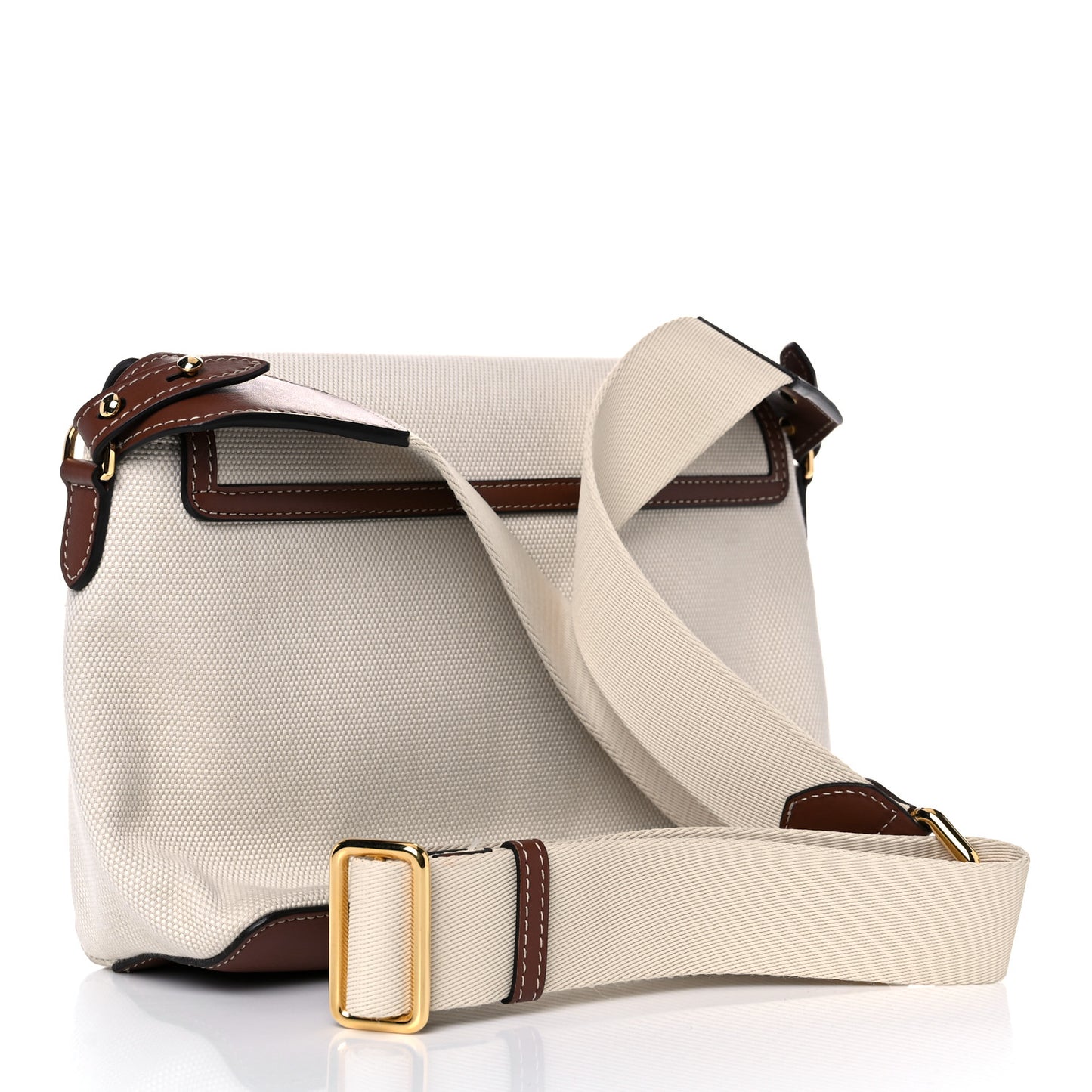Canvas Horseferry Print Note Crossbody Bag Natural Tan