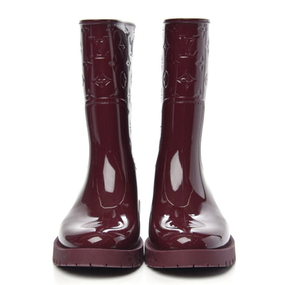 Louis Vuitton Rubber Embossed Monogram Drops Flat Half Boots 39 Burgundy 2 of 9