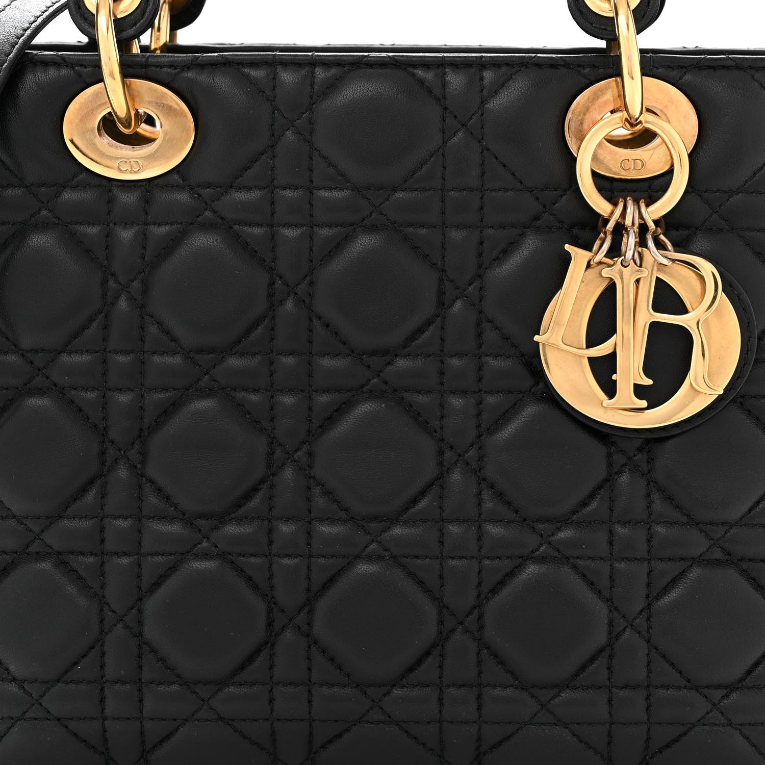 Christian Dior Lambskin Cannage Medium Lady Dior Black 8 of 11