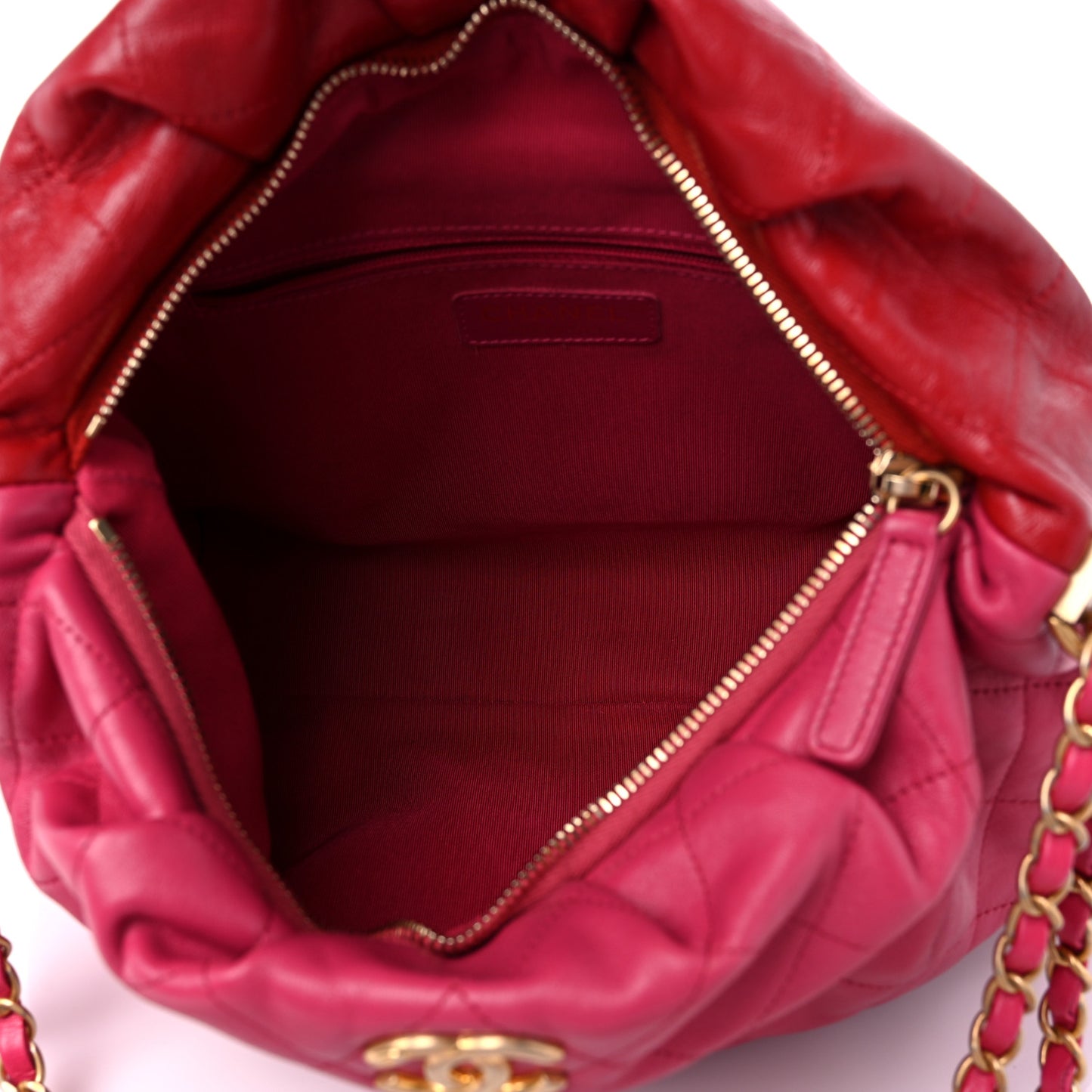 Calfskin Quilted Coco Shelter Bowling Bag Dark Pink Red
