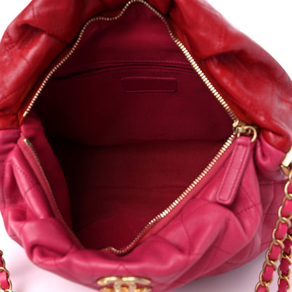 Chanel Calfskin Quilted Coco Shelter Bowling Bag Dark Pink Red 5 of 10