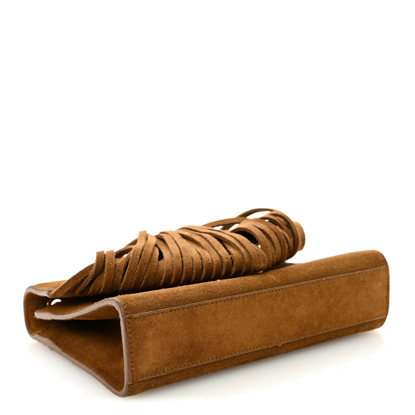 Suede Fringe Small Monogram Satchel Light Ocre