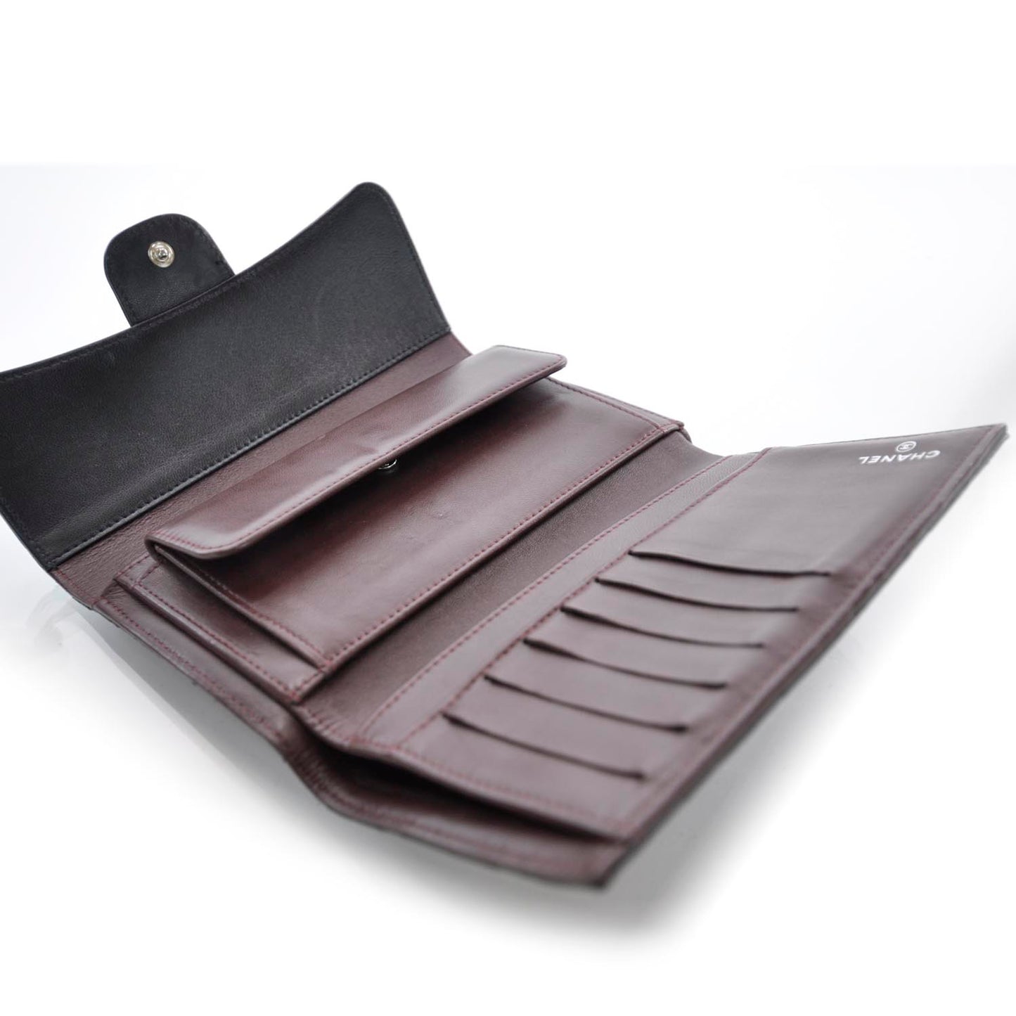 Lambskin Large Flap Wallet Black