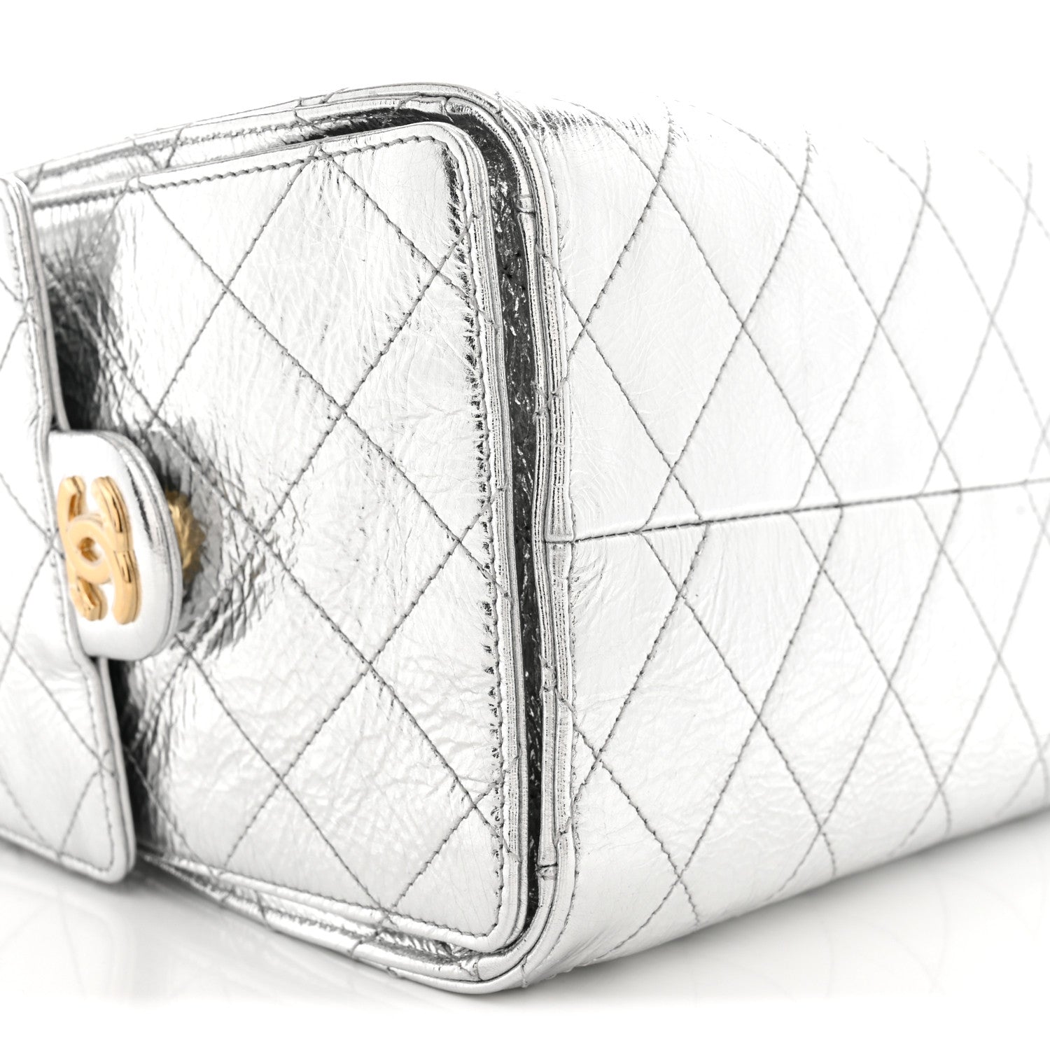 Chanel Metallic Crumpled Calfskin Quilted Small Chanel 25 Handbag Silvery 9 of 11