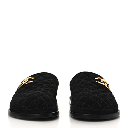 Chanel Suede Stitched Resin CC Mules 41 Black 2 of 8