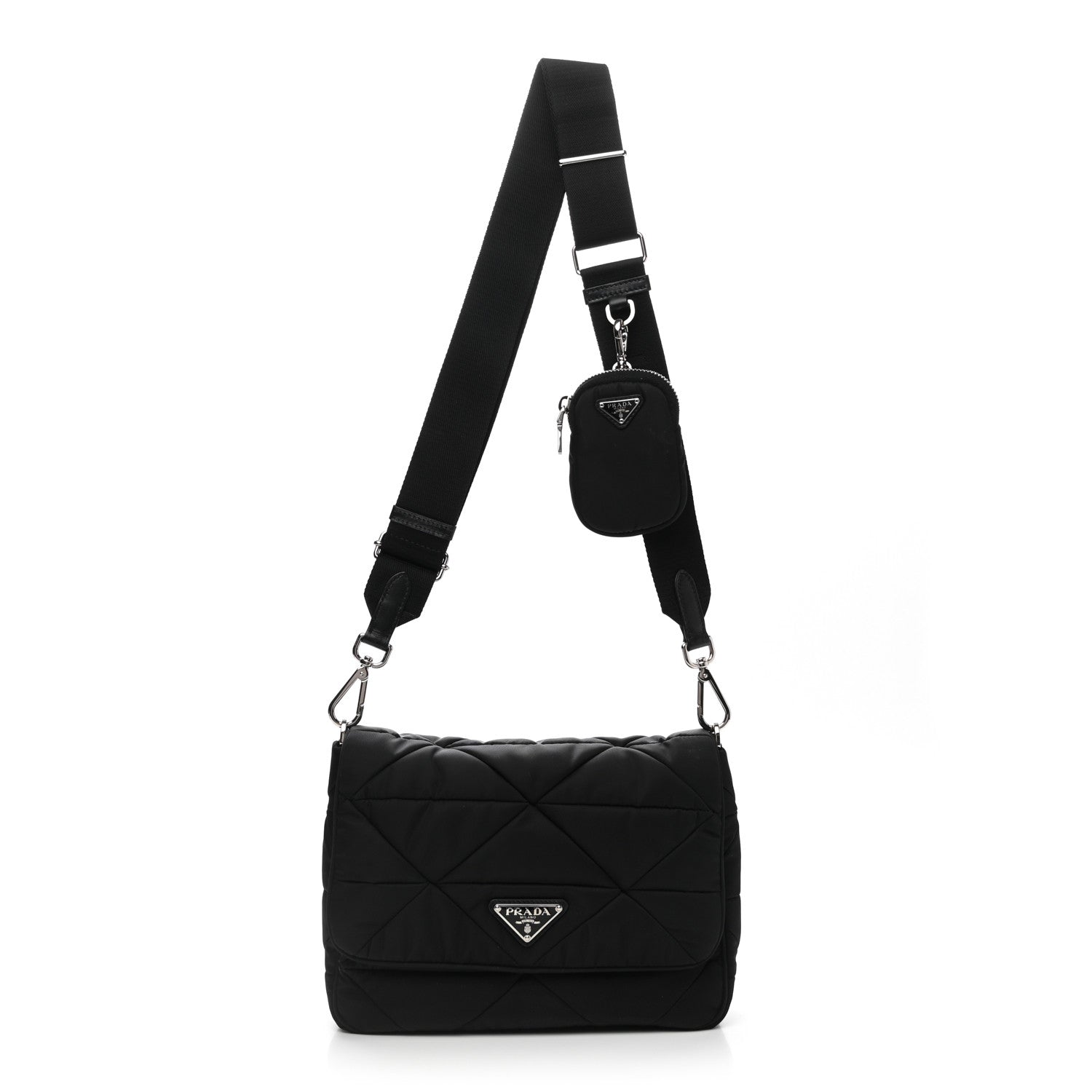 Prada Re-Nylon Quilted Padded Flap Shoulder Bag Black 1 of 12