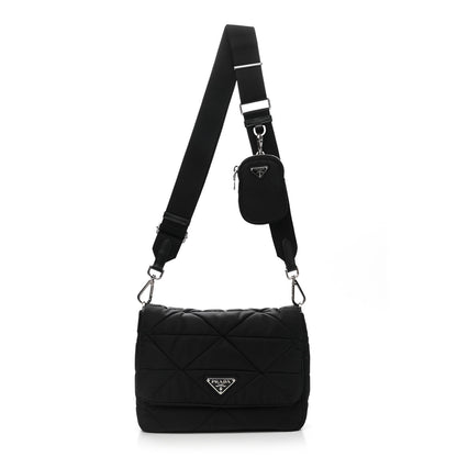 Prada Re-Nylon Quilted Padded Flap Shoulder Bag Black 1 of 12