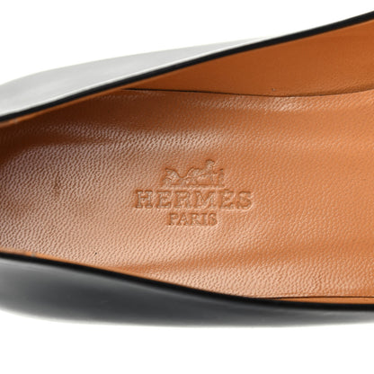 Hermes Patent Ballerina Flats 37.5 Black 6 of 10