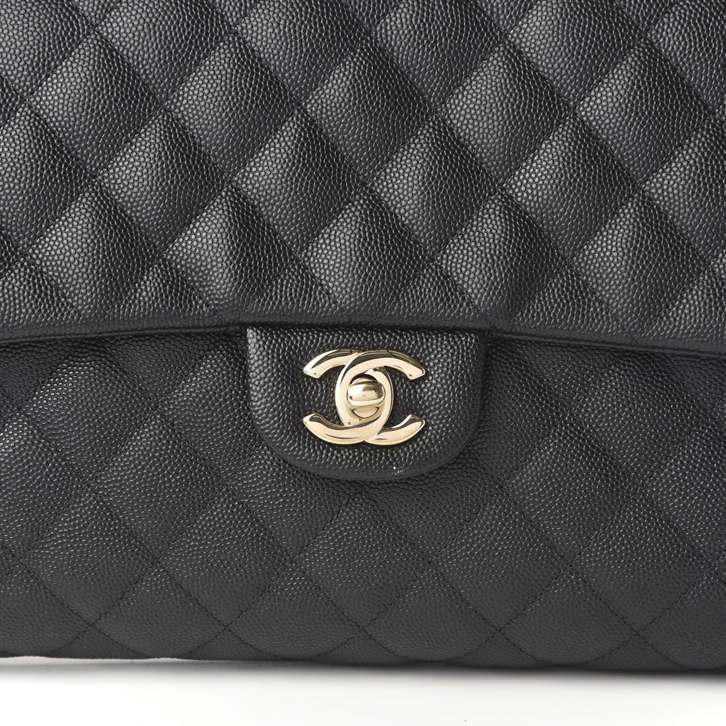 Caviar Quilted Flap Clutch Black