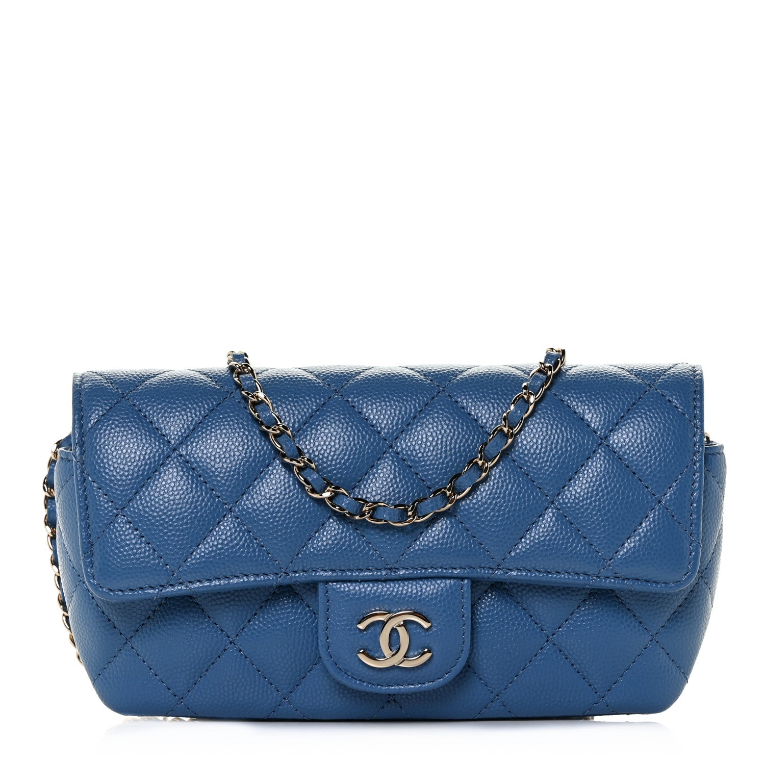 Chanel Caviar Quilted Glasses Case With Chain Blue 1 of 12