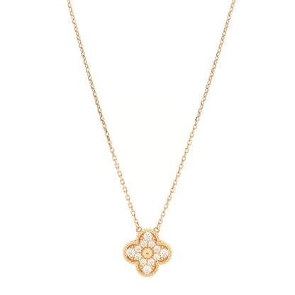 Van Cleef & Arpels 18K Yellow Gold Diamond Vintage Alhambra Pendant Necklace 1 of 5