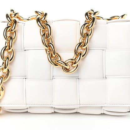 Bottega Veneta Lambskin Maxi Intreccio Padded Chain Cassette Crossbody Bag White 7 of 9
