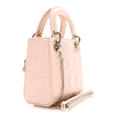 Christian Dior Lambskin Cannage Mini Lady Dior Powder Pink 3 of 11