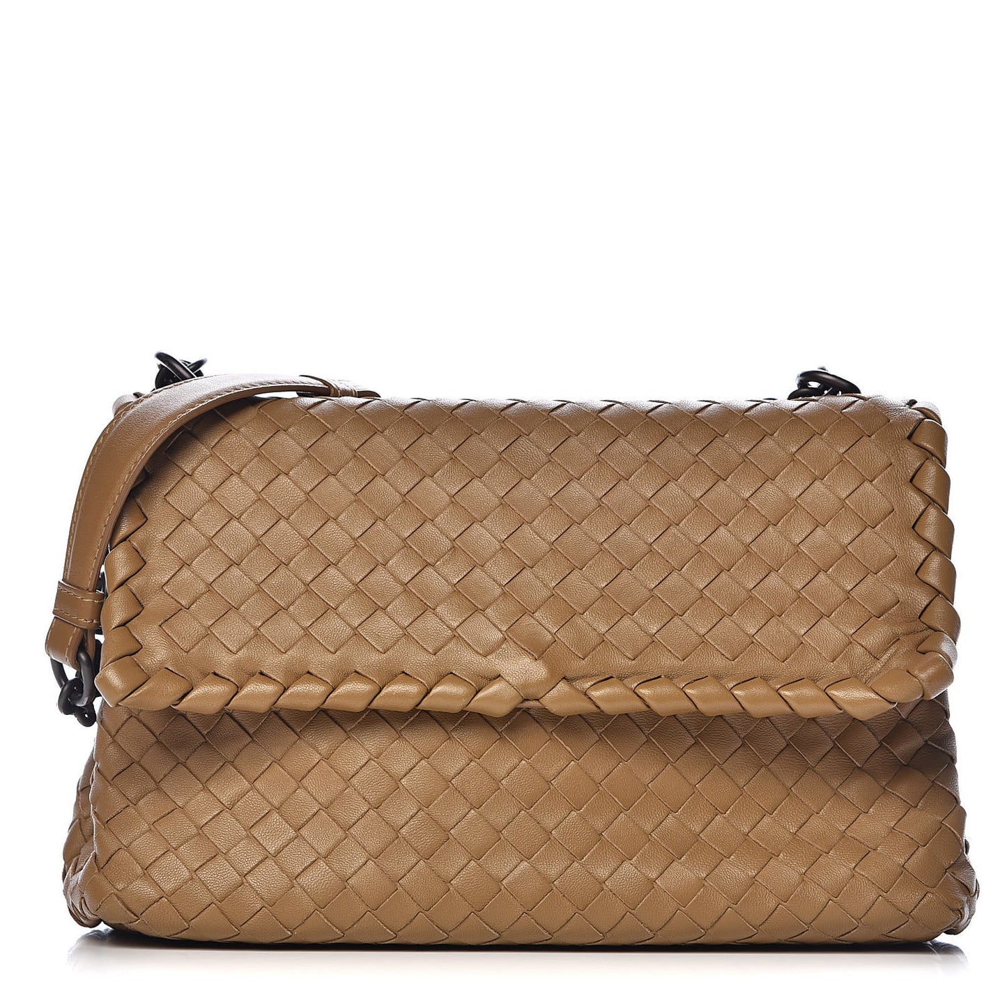 Nappa Intrecciato Small Olimpia Shoulder Bag Camel