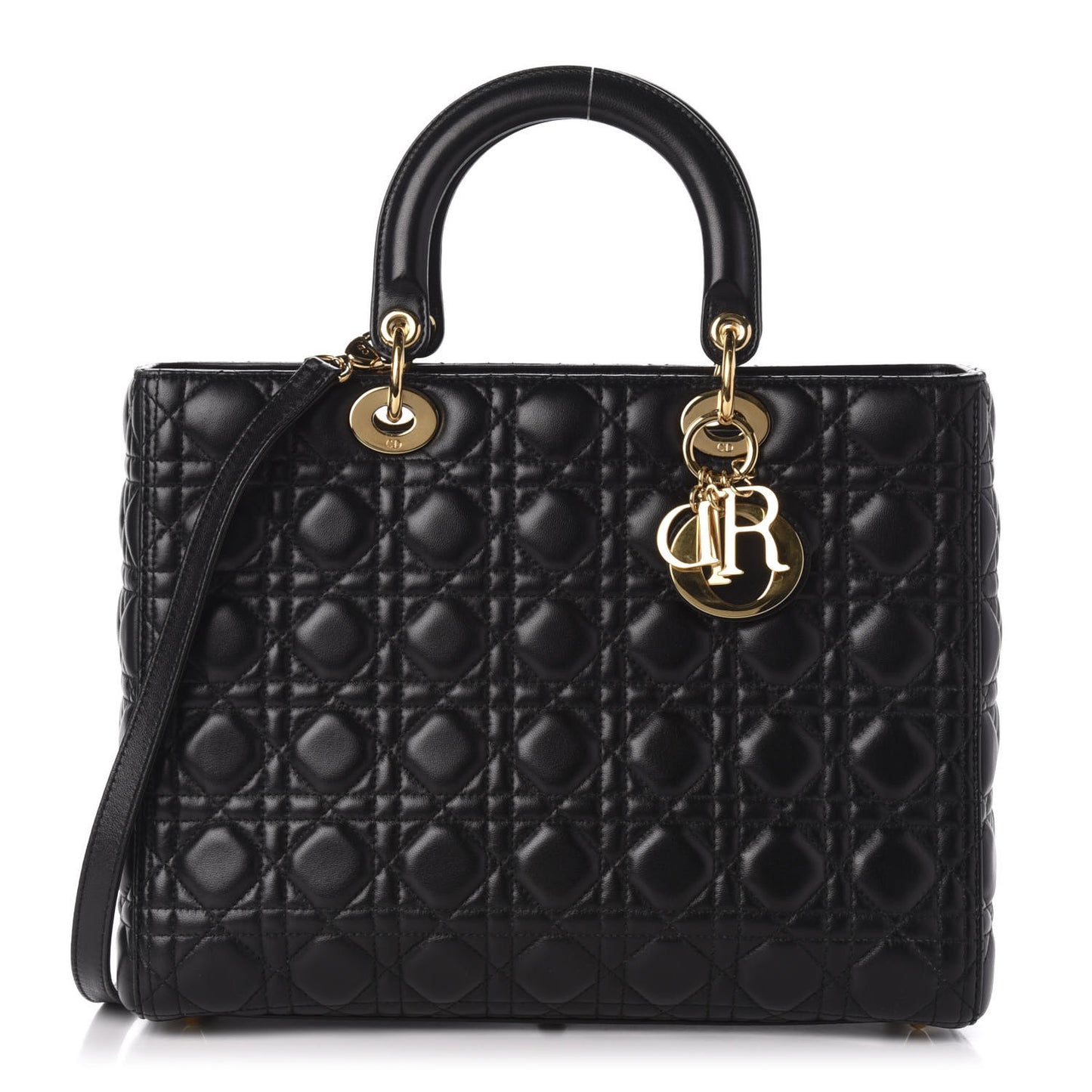 Lambskin Cannage Large Lady Dior Black