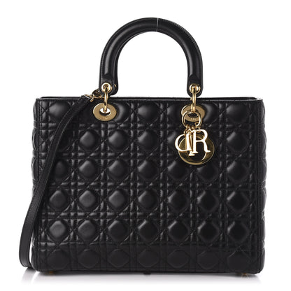 Christian Dior Lambskin Cannage Large Lady Dior Black 1 of 10