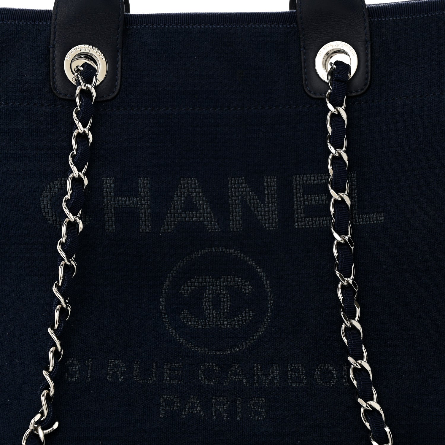 Chanel Woven Straw Raffia Medium Deauville Tote Navy 9 of 11
