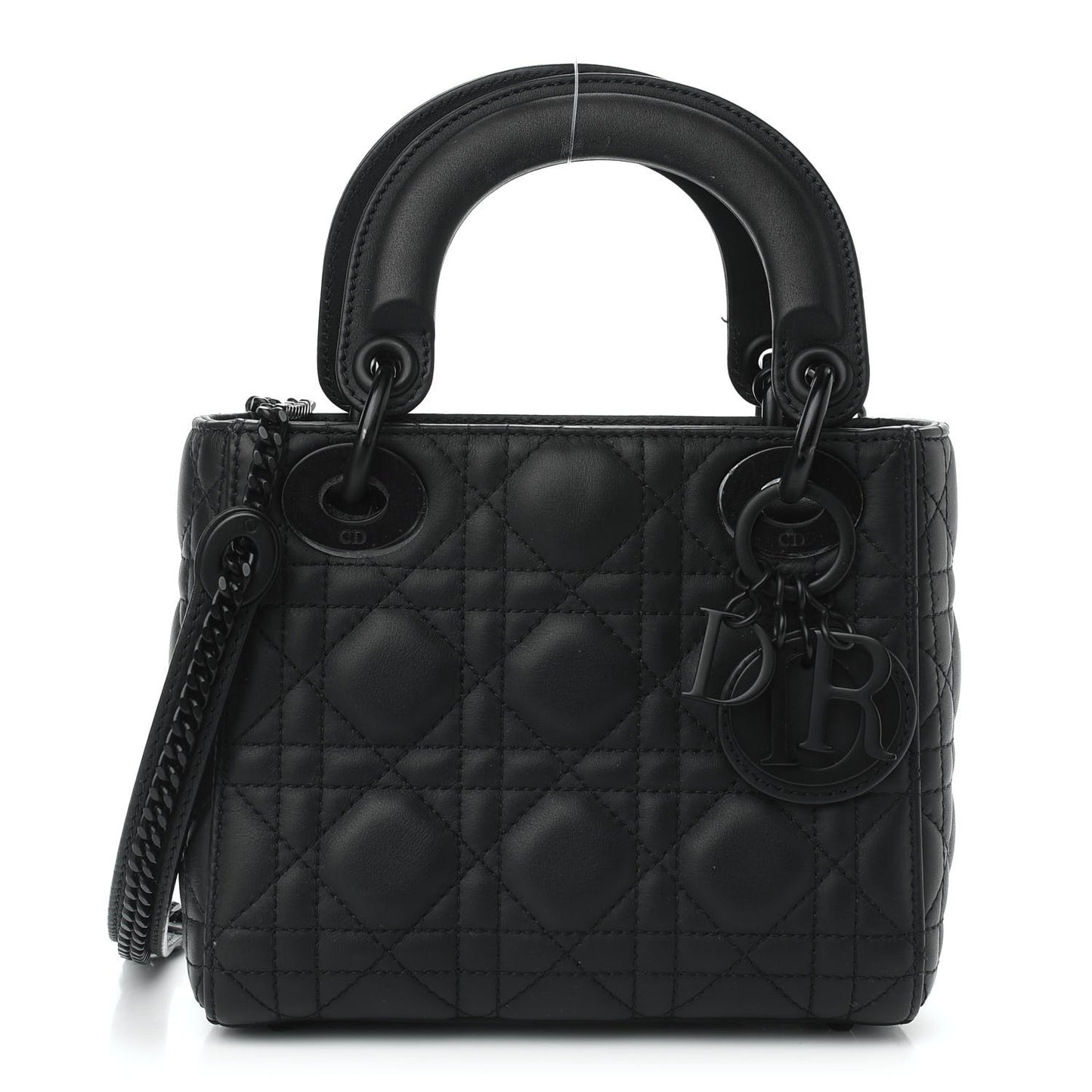 Ultra Matte Calfskin Cannage Mini Lady Dior Black