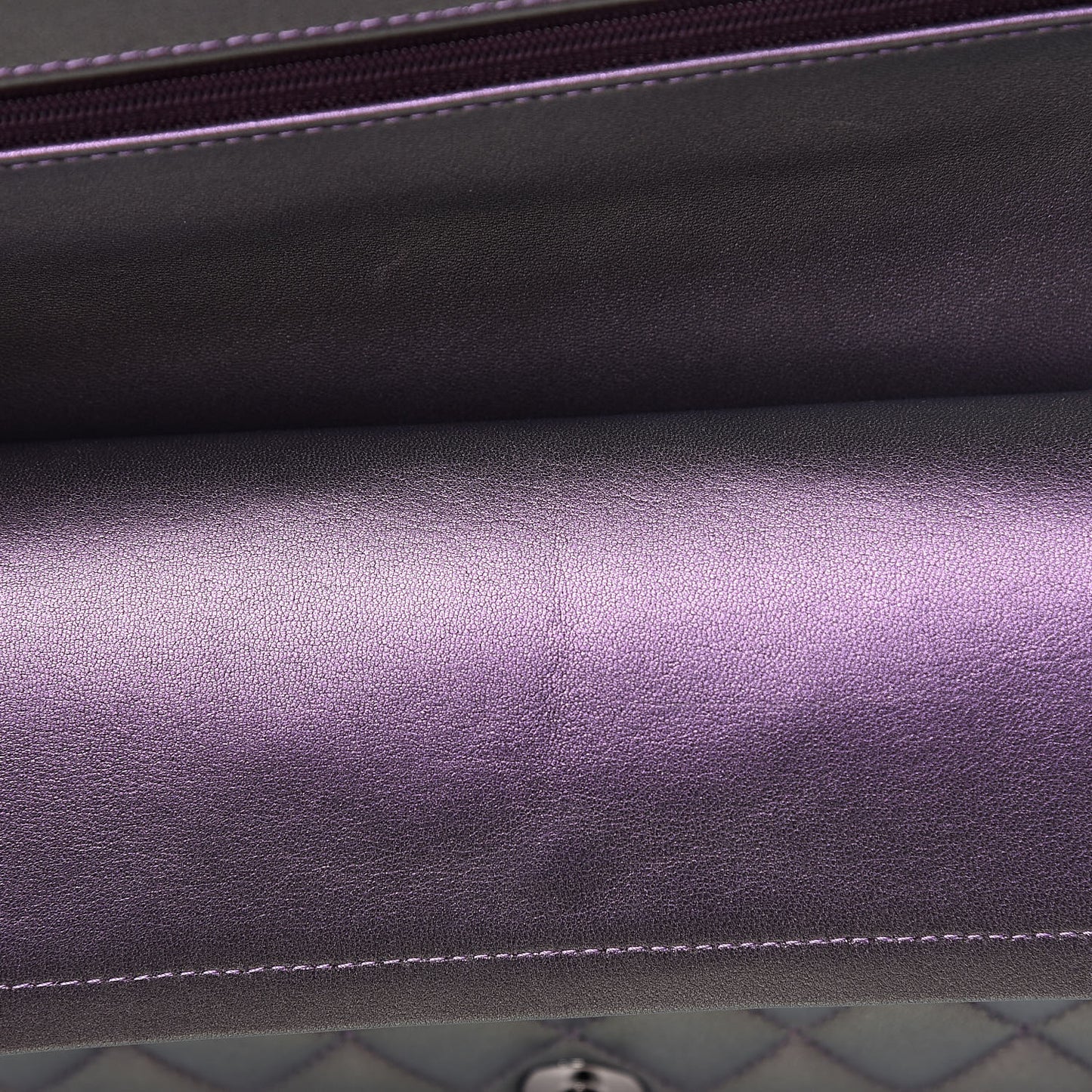 Iridescent Lambskin Quilted Medium Double Flap Dark Purple