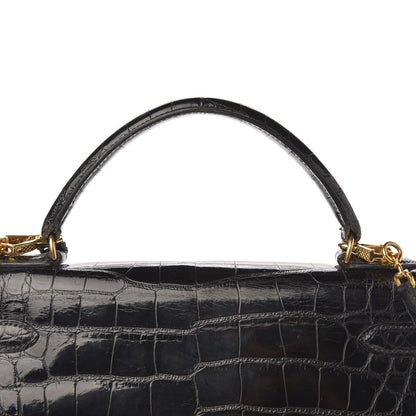 Hermes Shiny Crocodile Kelly Sellier 32 Black 19 of 22
