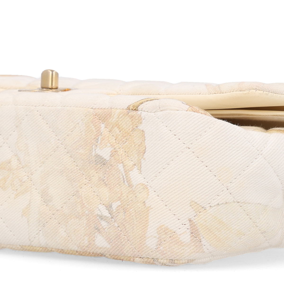 Chanel Denim Floral Printed Medium Double Flap Beige 10 of 10