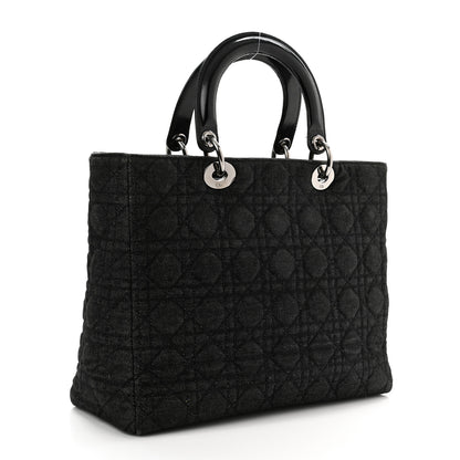 Christian Dior Denim Cannage Large Lady Dior Black 3 of 13